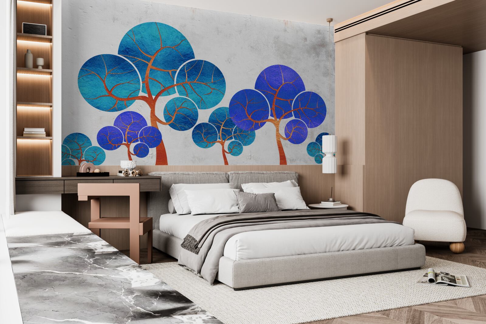 Fotobehang de bloemrijke boomtoppen zijn abstract