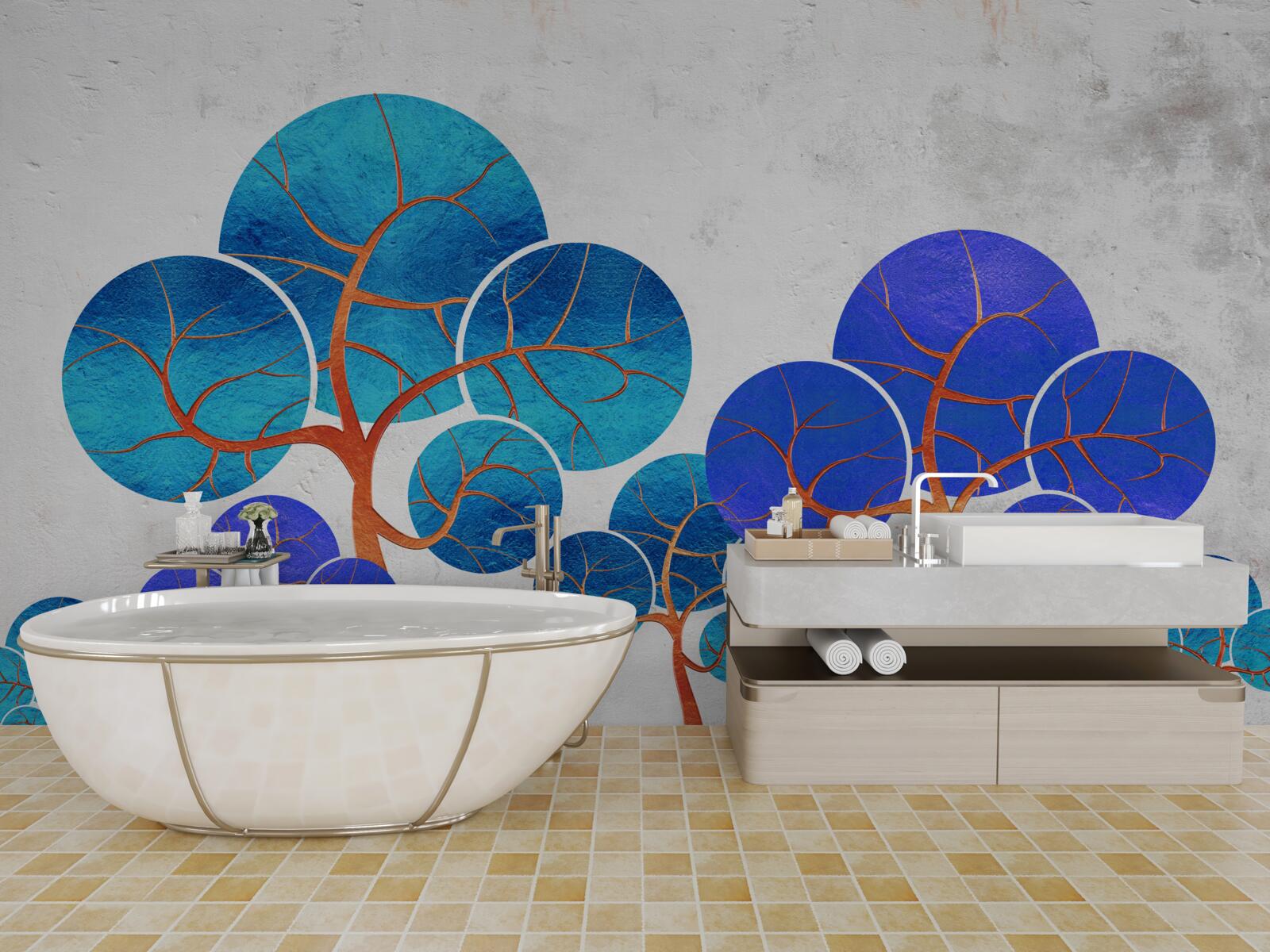 Fotobehang de bloemrijke boomtoppen zijn abstract