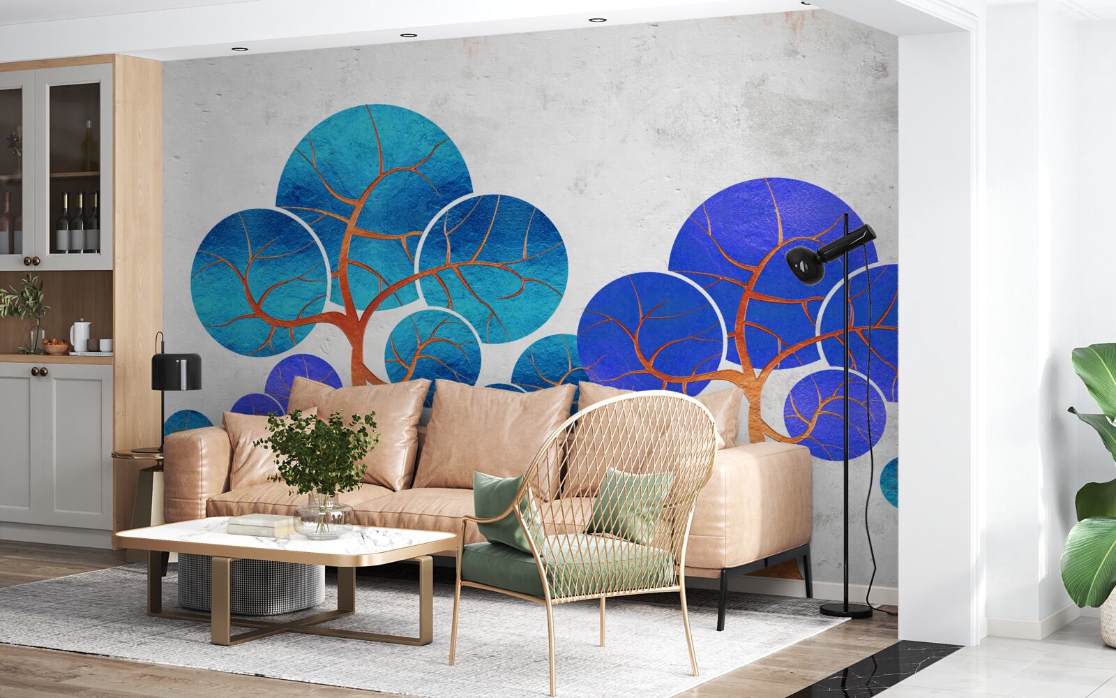 Fotobehang de bloemrijke boomtoppen zijn abstract