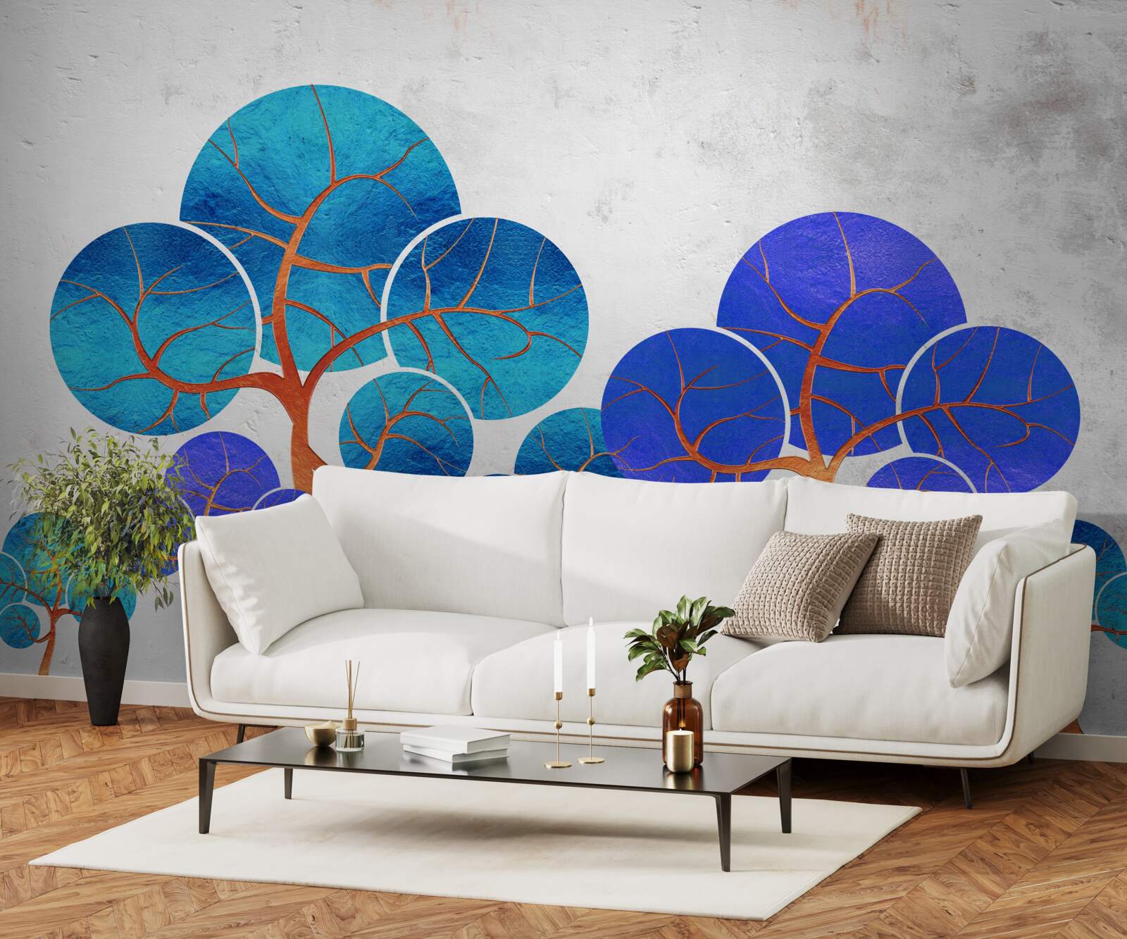 Fotobehang de bloemrijke boomtoppen zijn abstract