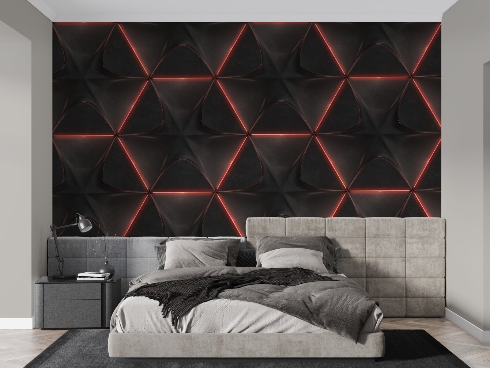 Fotobehang vijfhoeken met rode zijden van gelijke lengte