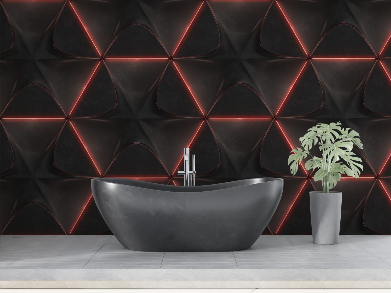 Fotobehang vijfhoeken met rode zijden van gelijke lengte