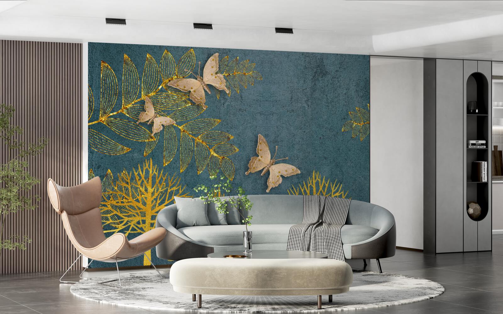 Fotobehang een bos vol goud en donker