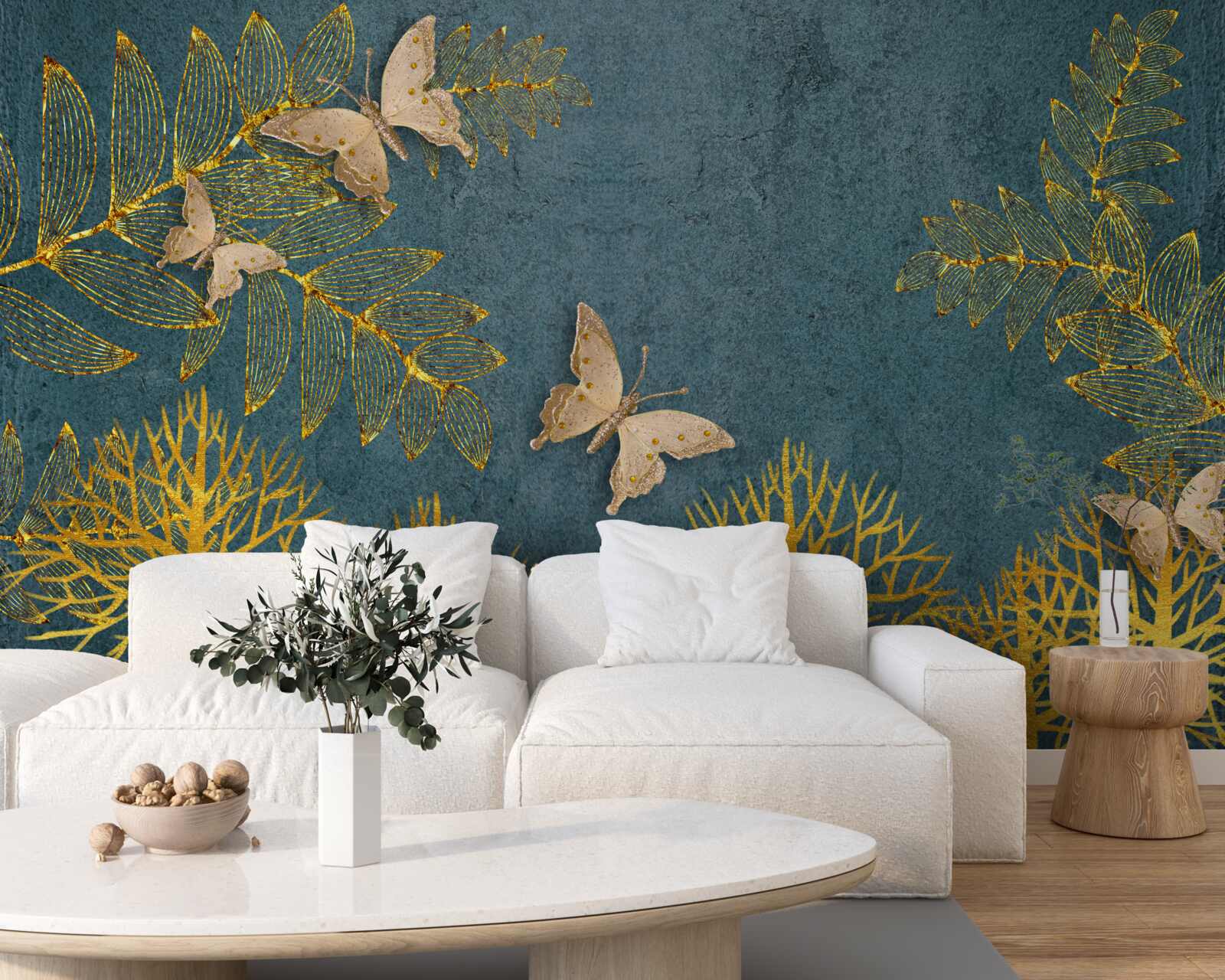 Fotobehang een bos vol goud en donker