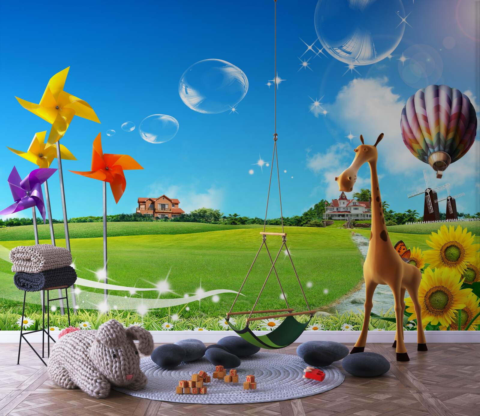 Fotobehang op een zomerse dag is het pad groen