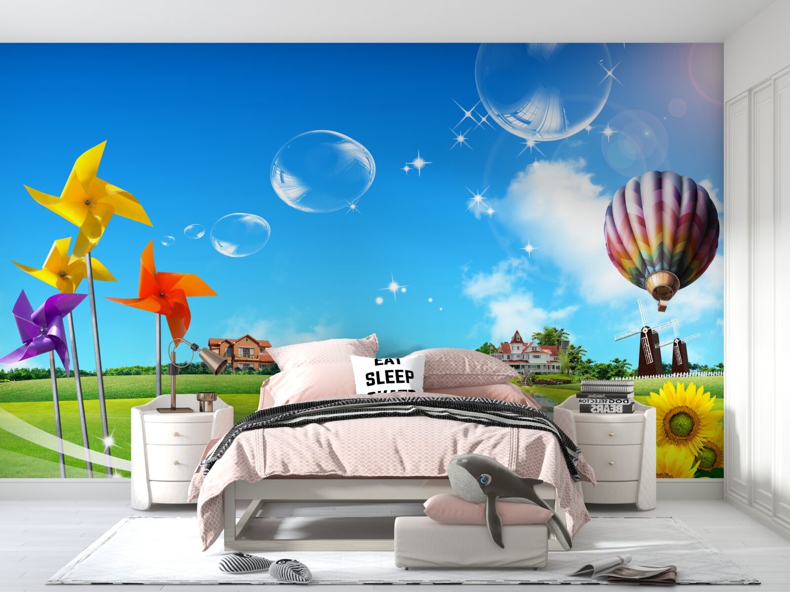 Fotobehang op een zomerse dag is het pad groen