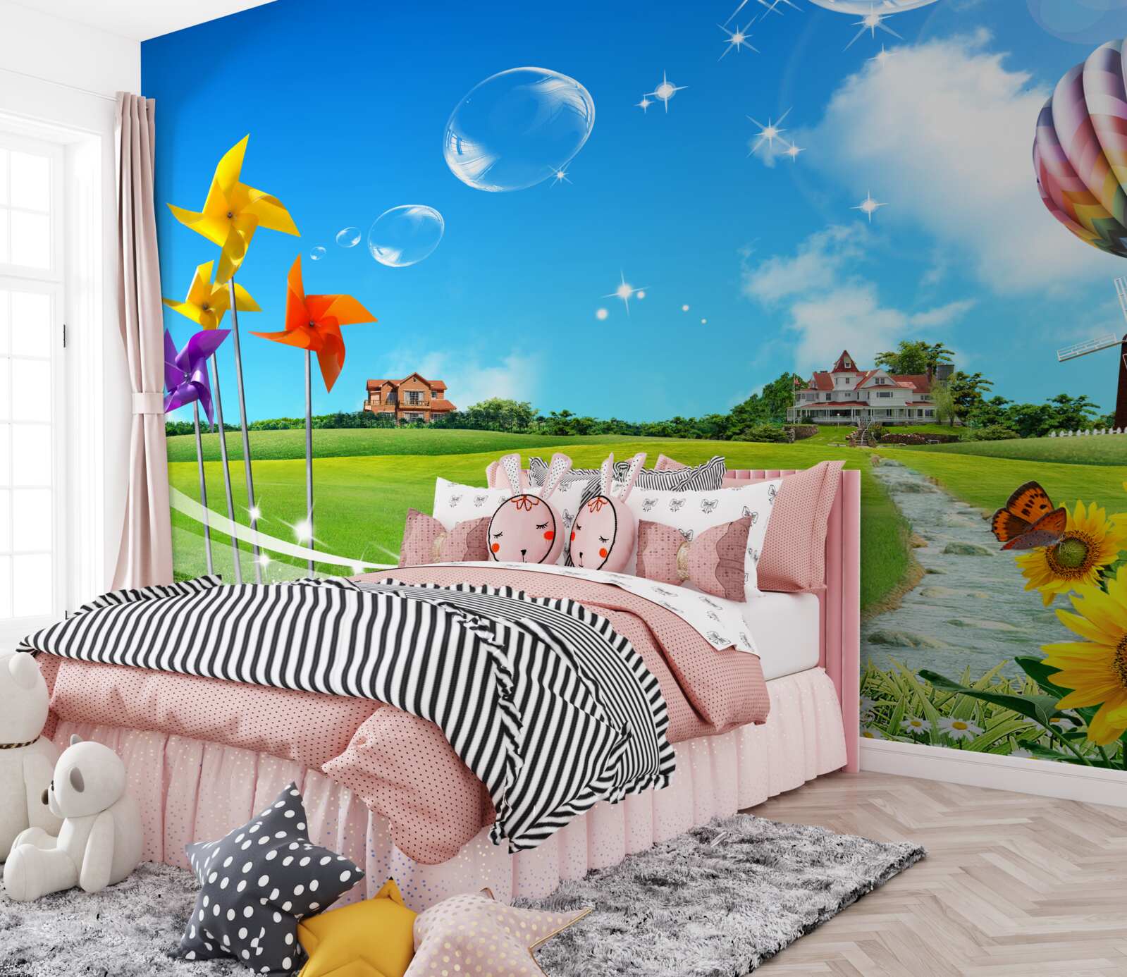 Fotobehang op een zomerse dag is het pad groen