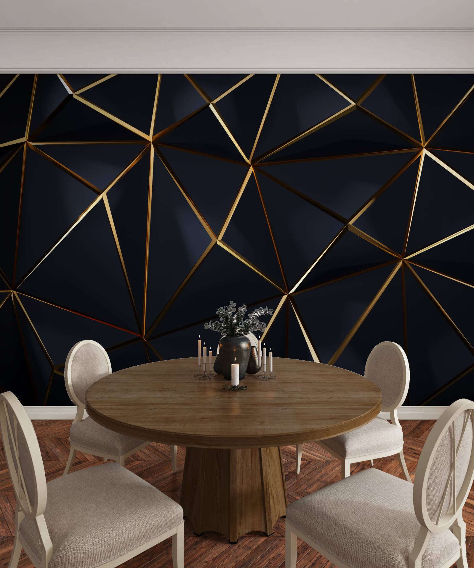 Fotobehang gouden driehoeken met zwarte accenten