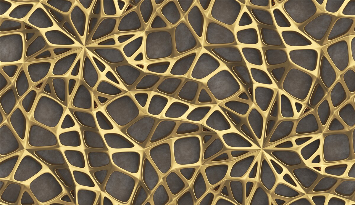 Fotobehang het netwerk is goudkleurig op een bruine achtergrond