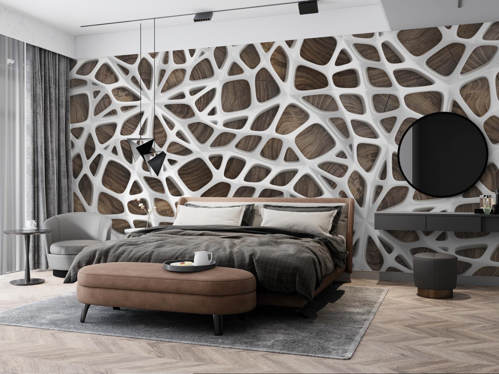 Fotobehang volumetrisch sneeuwwit netwerk