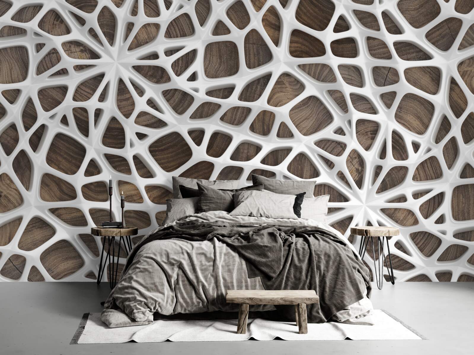 Fotobehang volumetrisch sneeuwwit netwerk