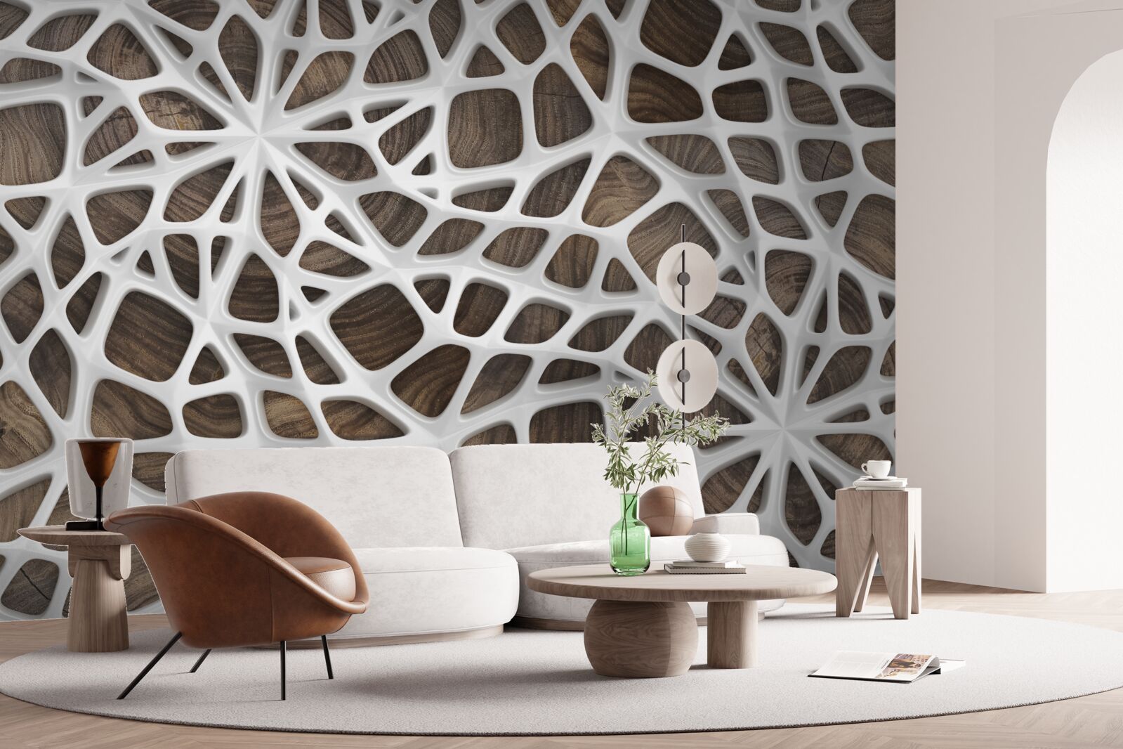 Fotobehang volumetrisch sneeuwwit netwerk