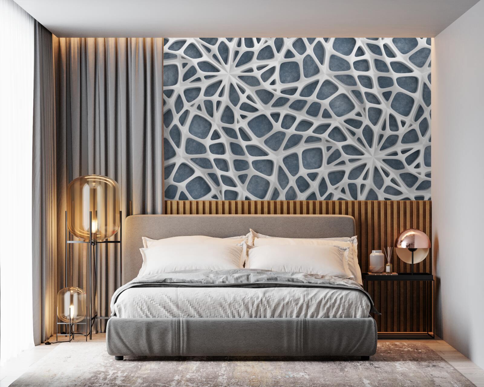 Fotobehang wit kant op blauwe achtergrond