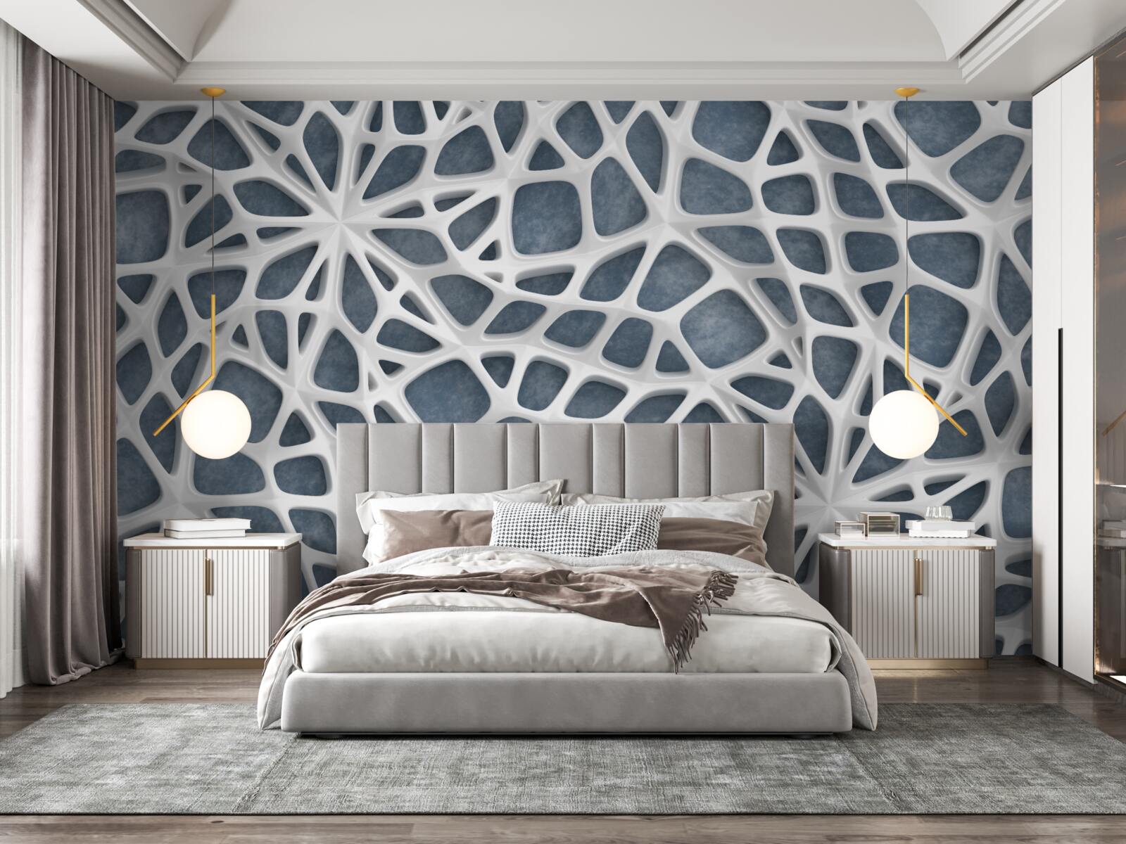 Fotobehang wit kant op blauwe achtergrond