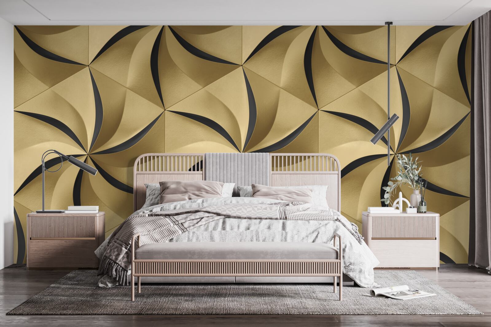 Fotobehang mosterdsterren in geometrische stijl