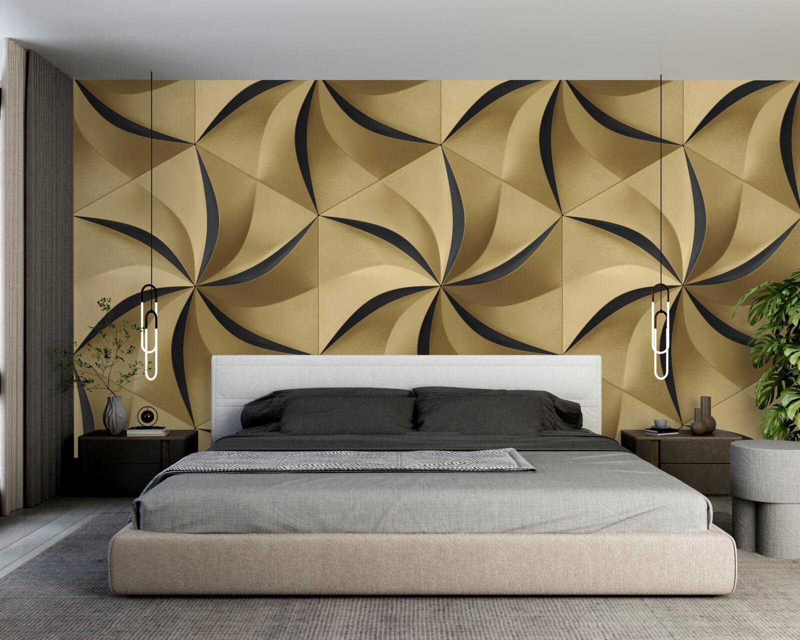 Fotobehang mosterdsterren in geometrische stijl