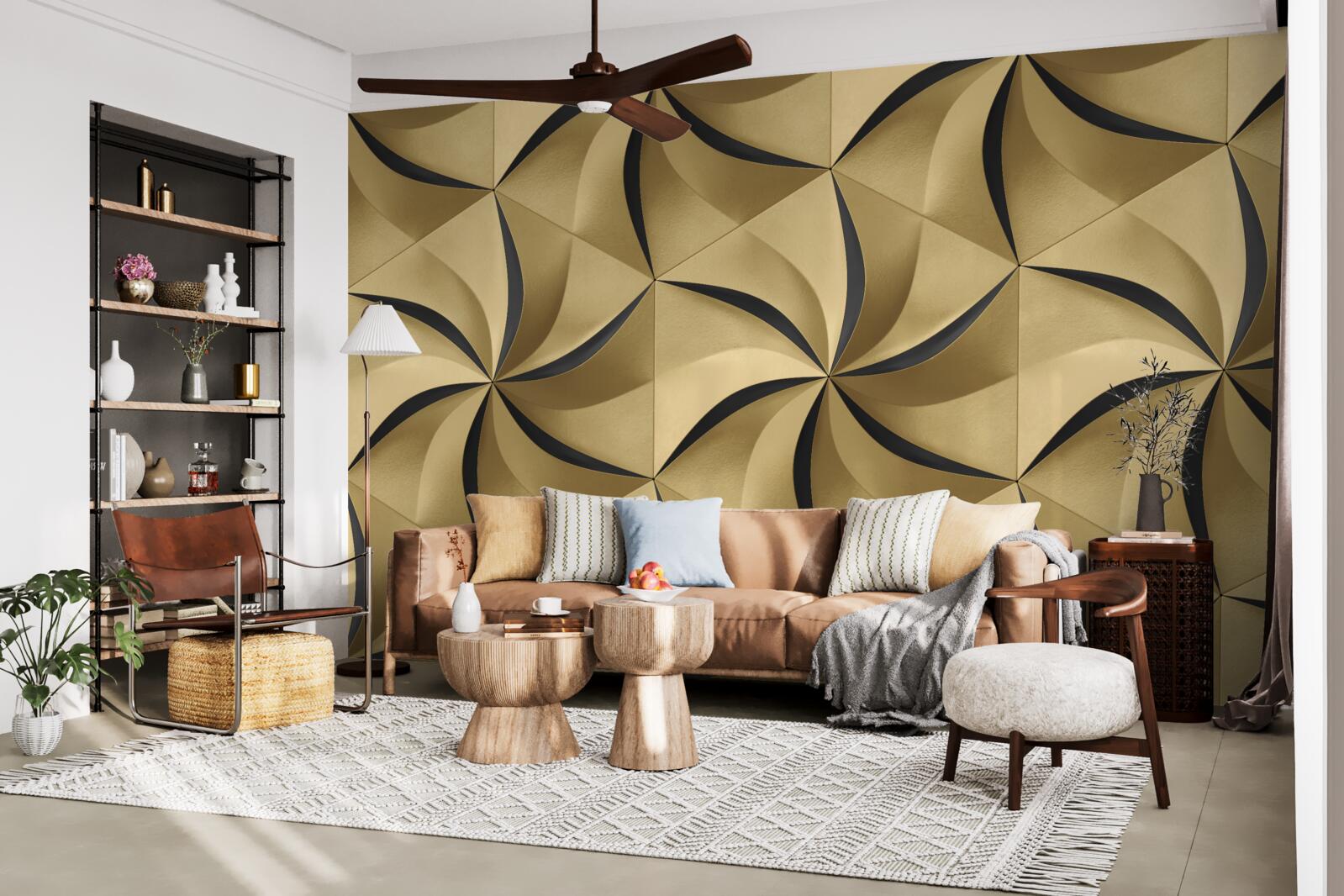 Fotobehang mosterdsterren in geometrische stijl