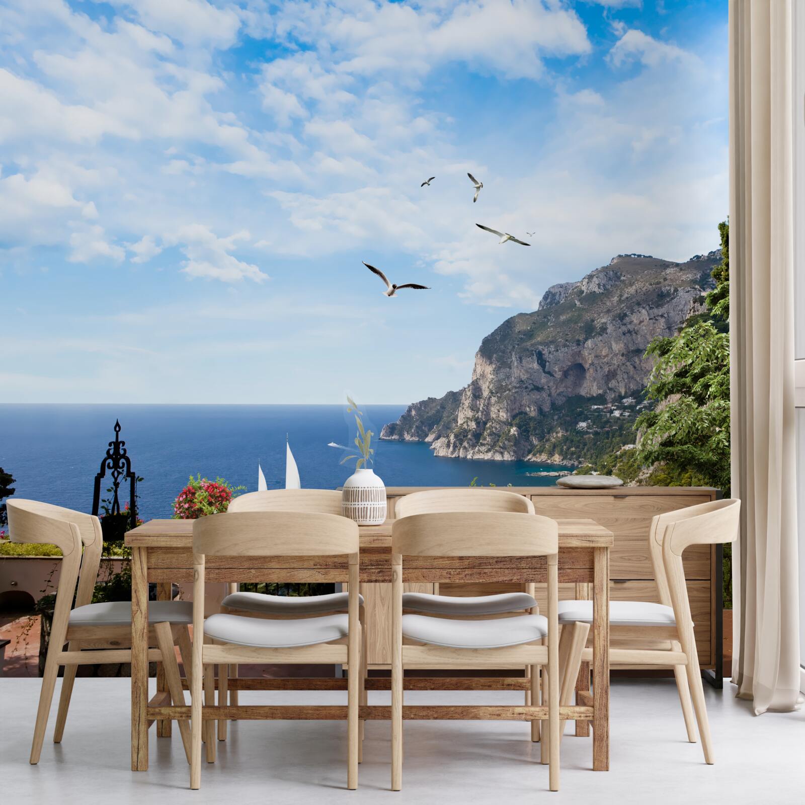 Fotobehang oceaan en bergen in het landschap