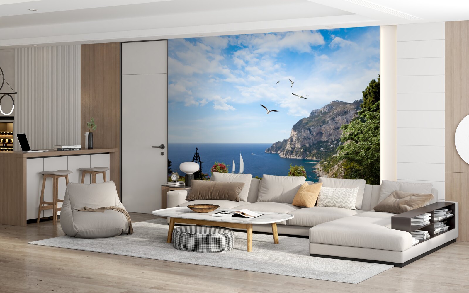 Fotobehang oceaan en bergen in het landschap