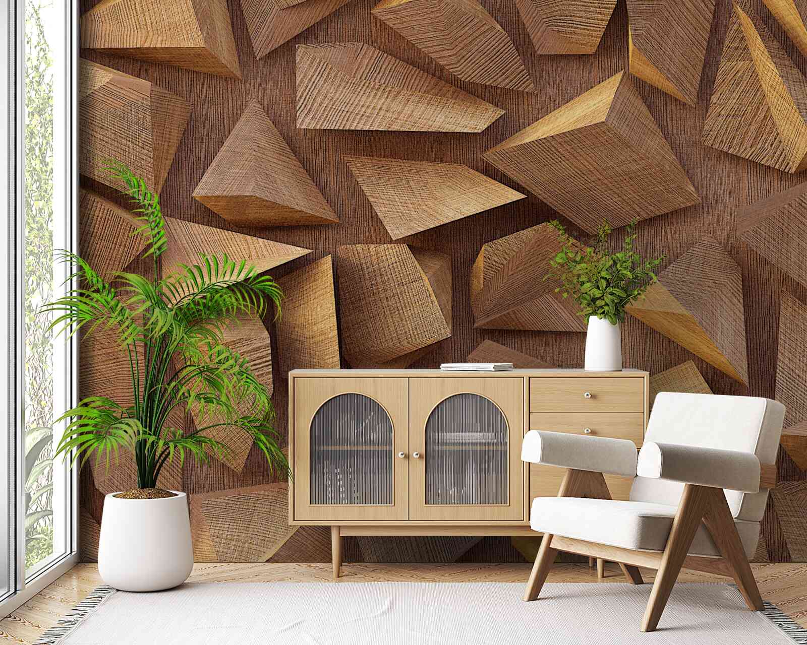 Fotobehang diverse stukken hout