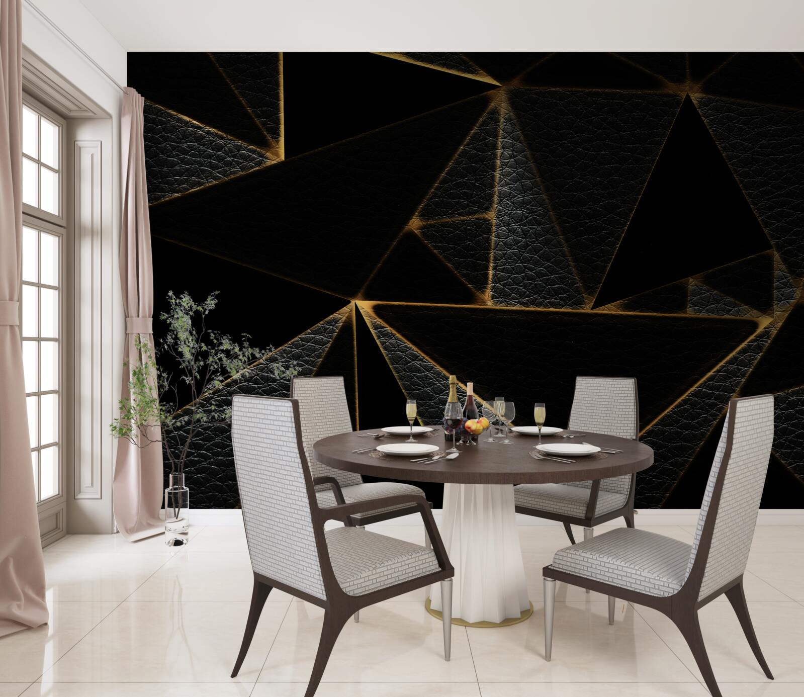 Fotobehang glazen deksel met zwart marmer