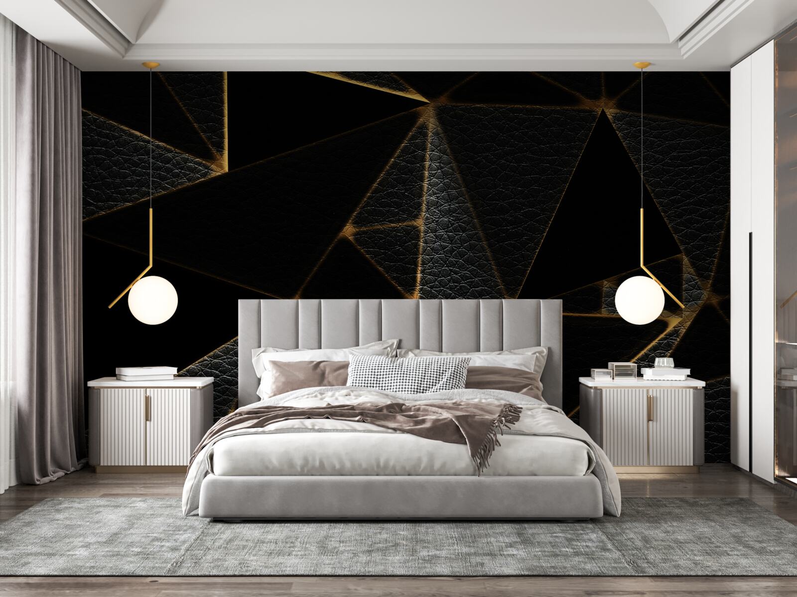 Fotobehang glazen deksel met zwart marmer