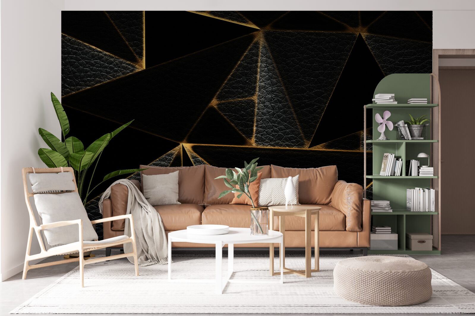 Fotobehang glazen deksel met zwart marmer