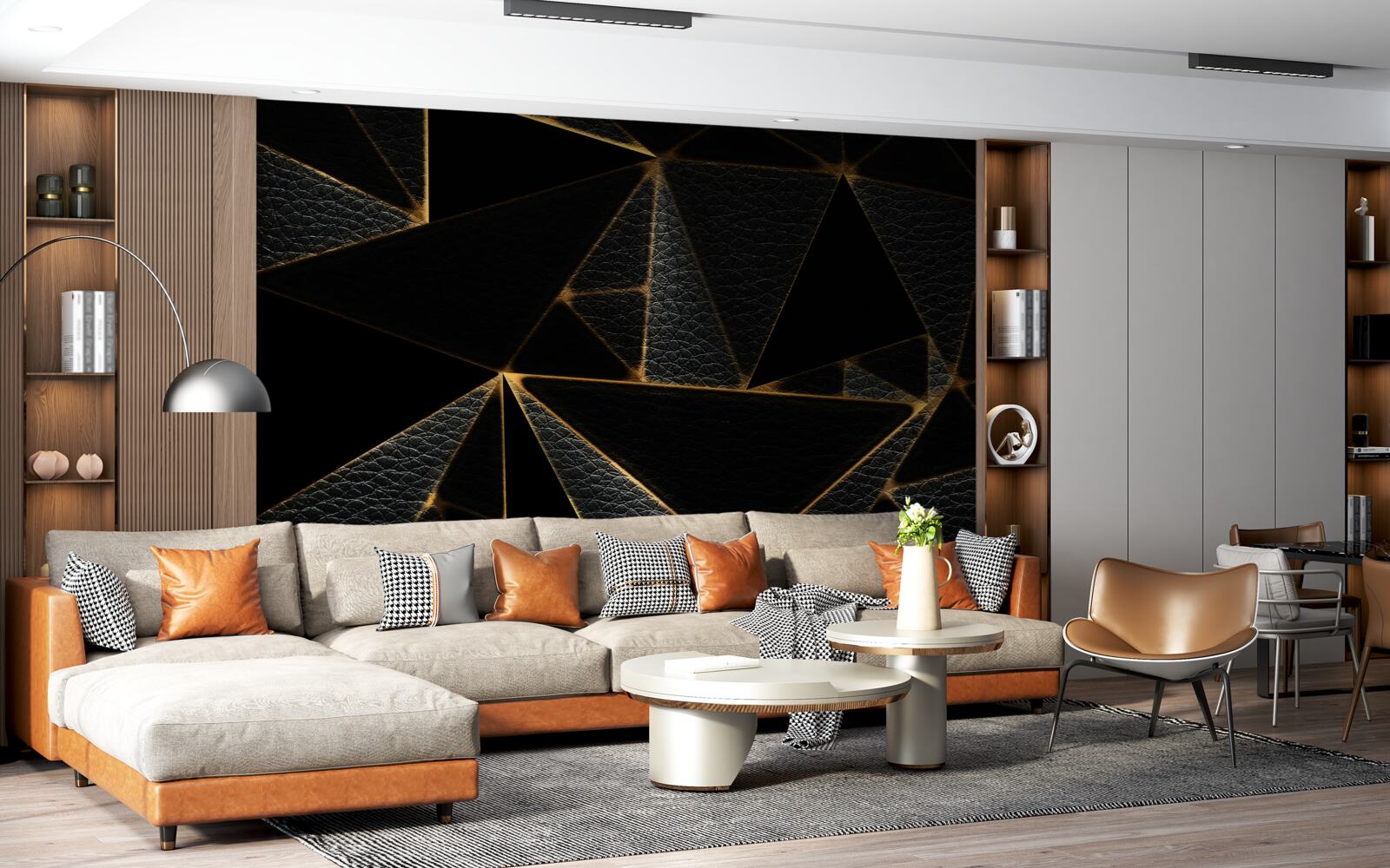 Fotobehang glazen deksel met zwart marmer