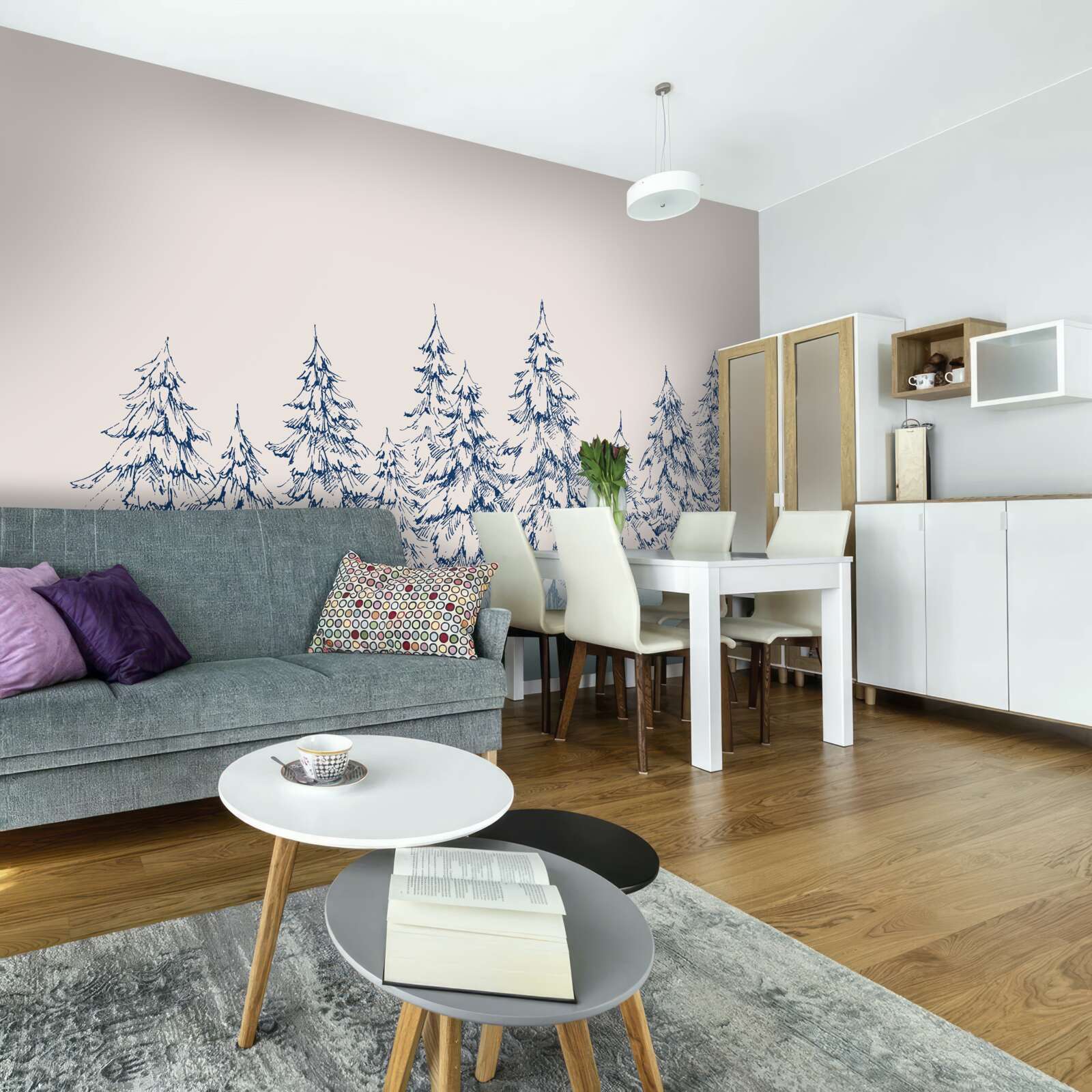 Fotobehang naaldbos in de winter