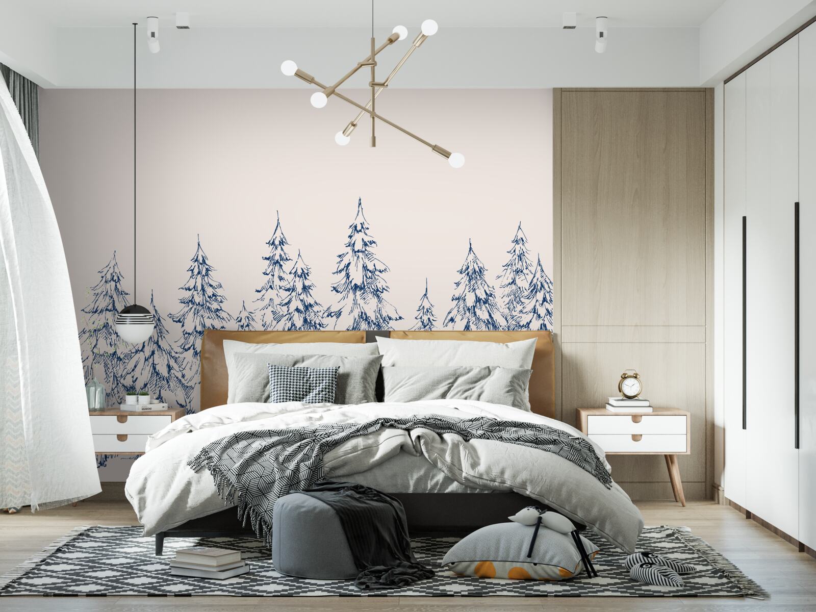 Fotobehang naaldbos in de winter