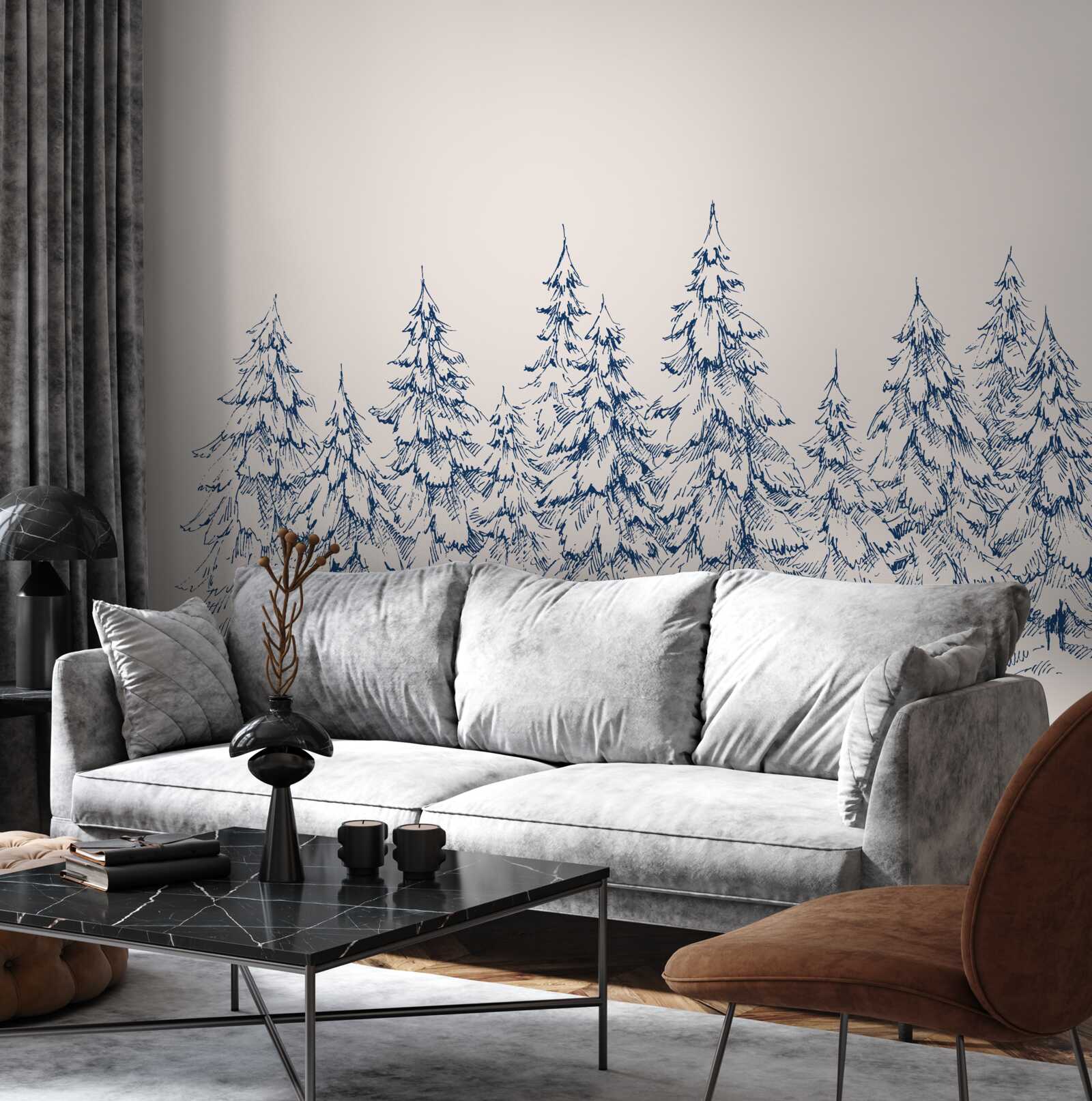 Fotobehang naaldbos in de winter