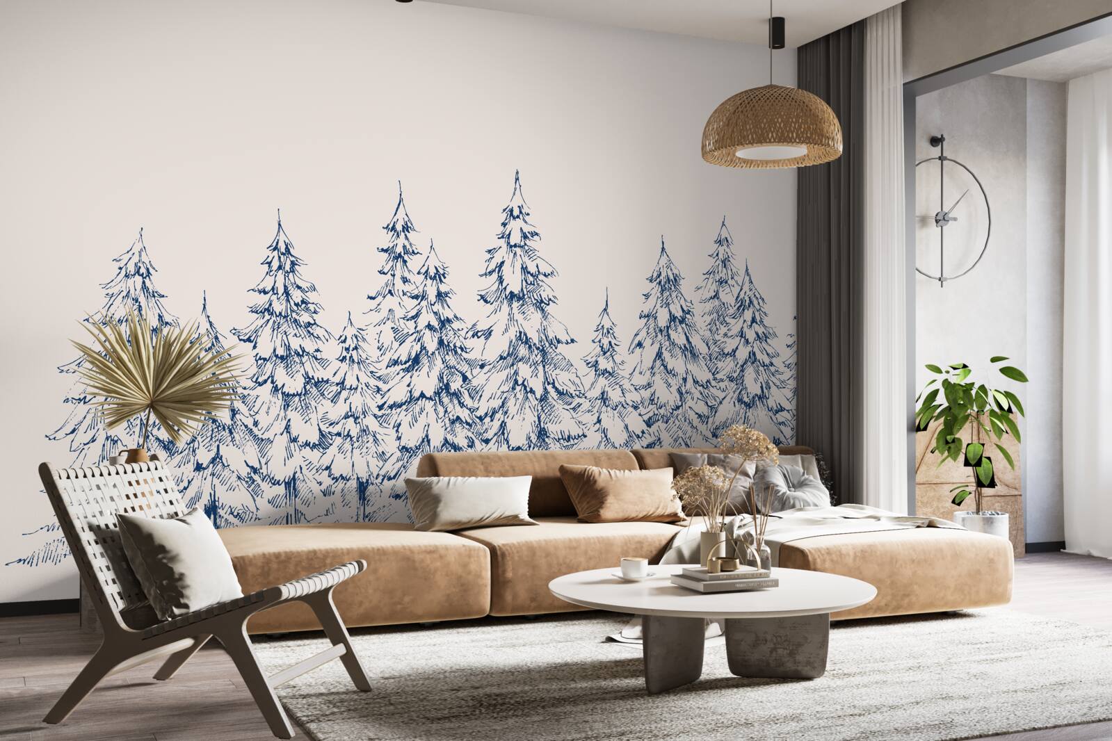 Fotobehang naaldbos in de winter