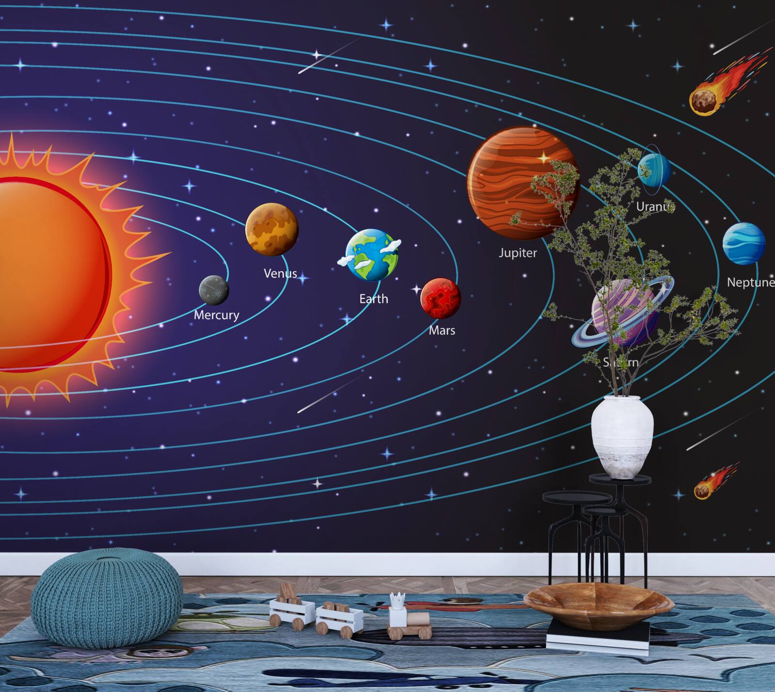 Fotobehang volgorde van planeten in de ruimte