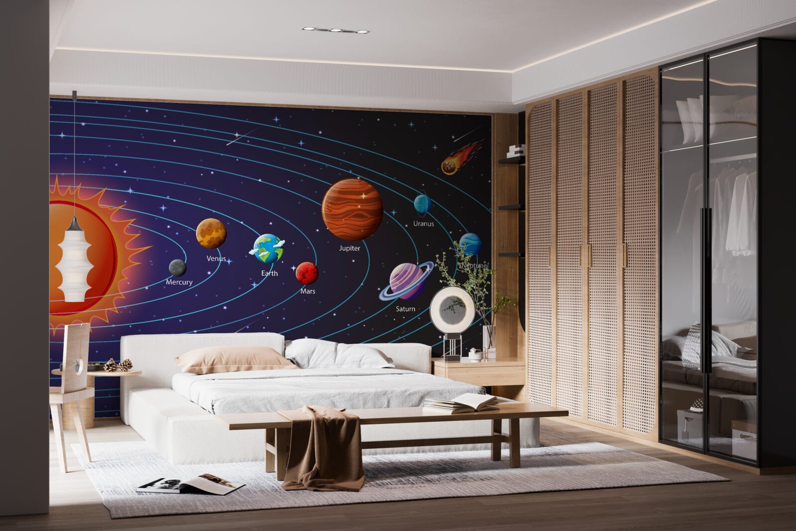 Fotobehang volgorde van planeten in de ruimte