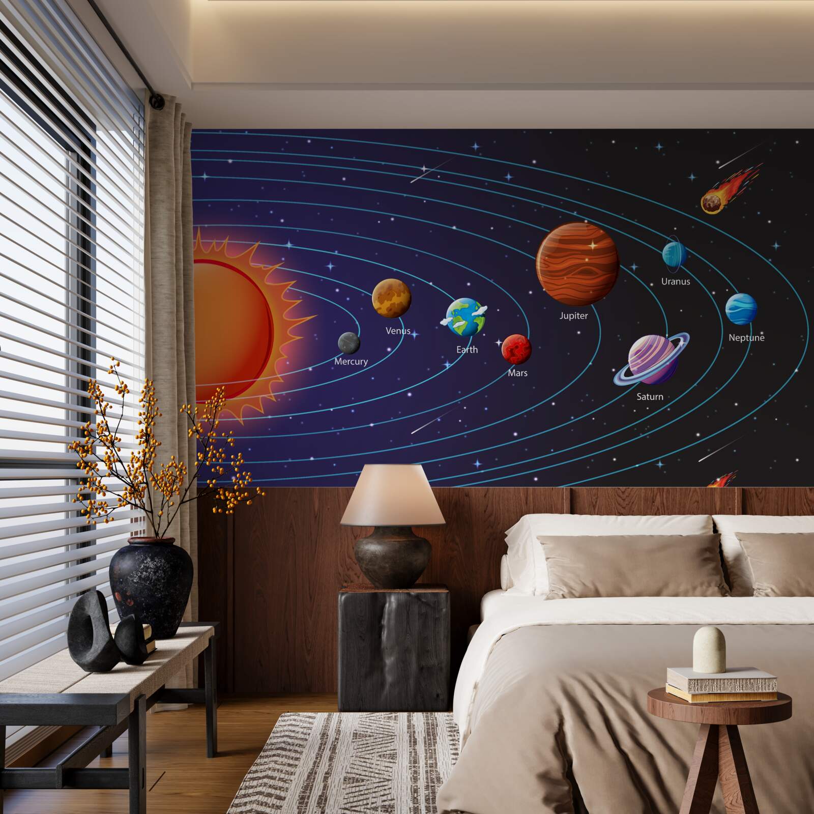 Fotobehang volgorde van planeten in de ruimte