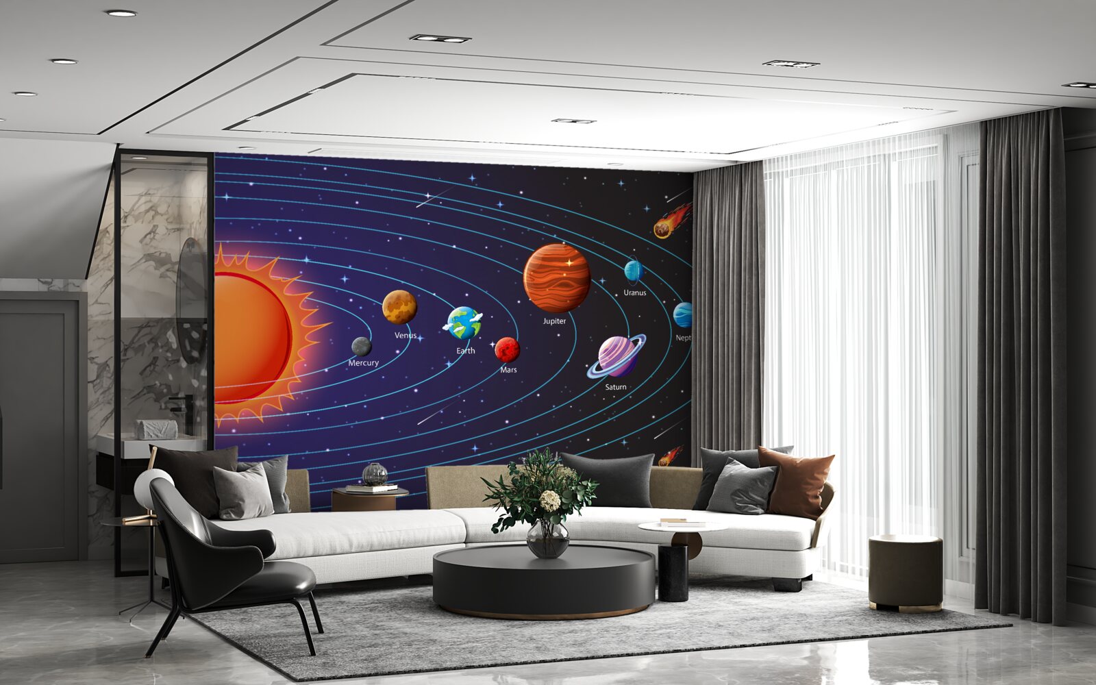 Fotobehang volgorde van planeten in de ruimte