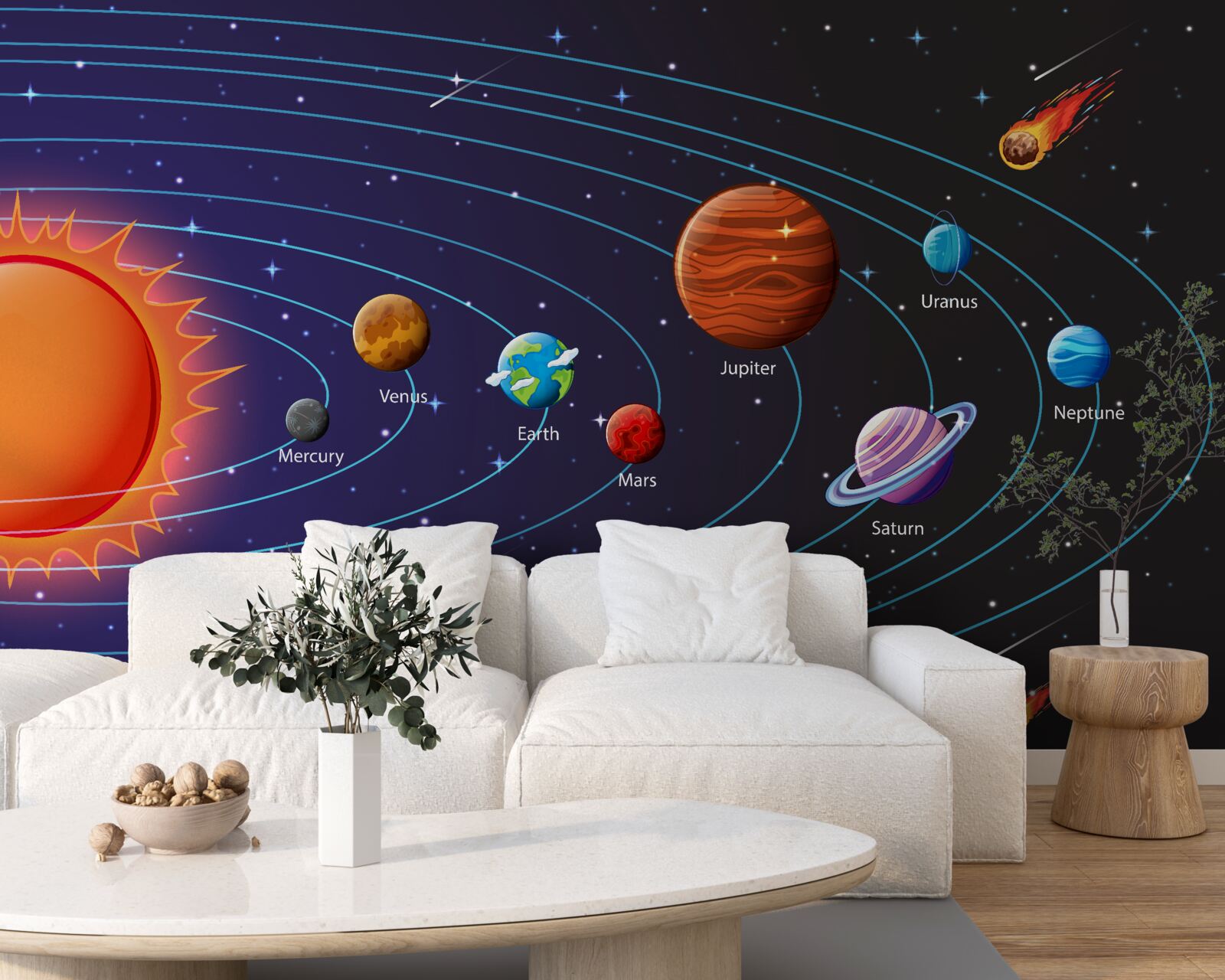 Fotobehang volgorde van planeten in de ruimte