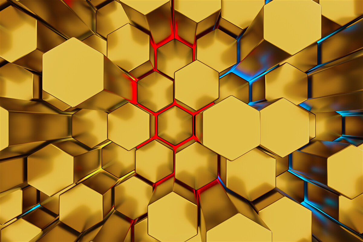 Fotobehang volumetrische goudcijfers