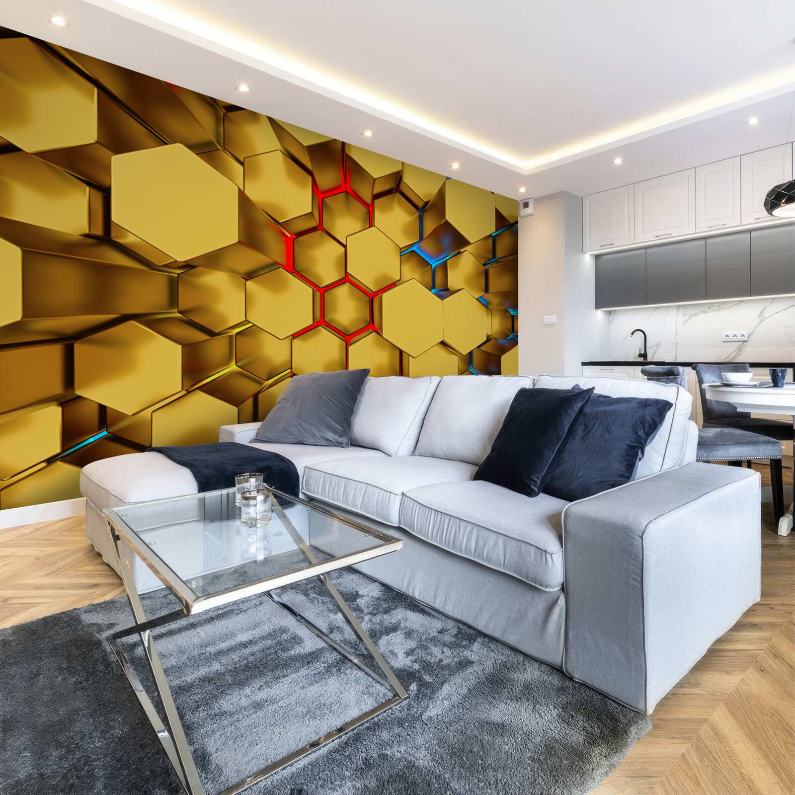 Fotobehang volumetrische goudcijfers