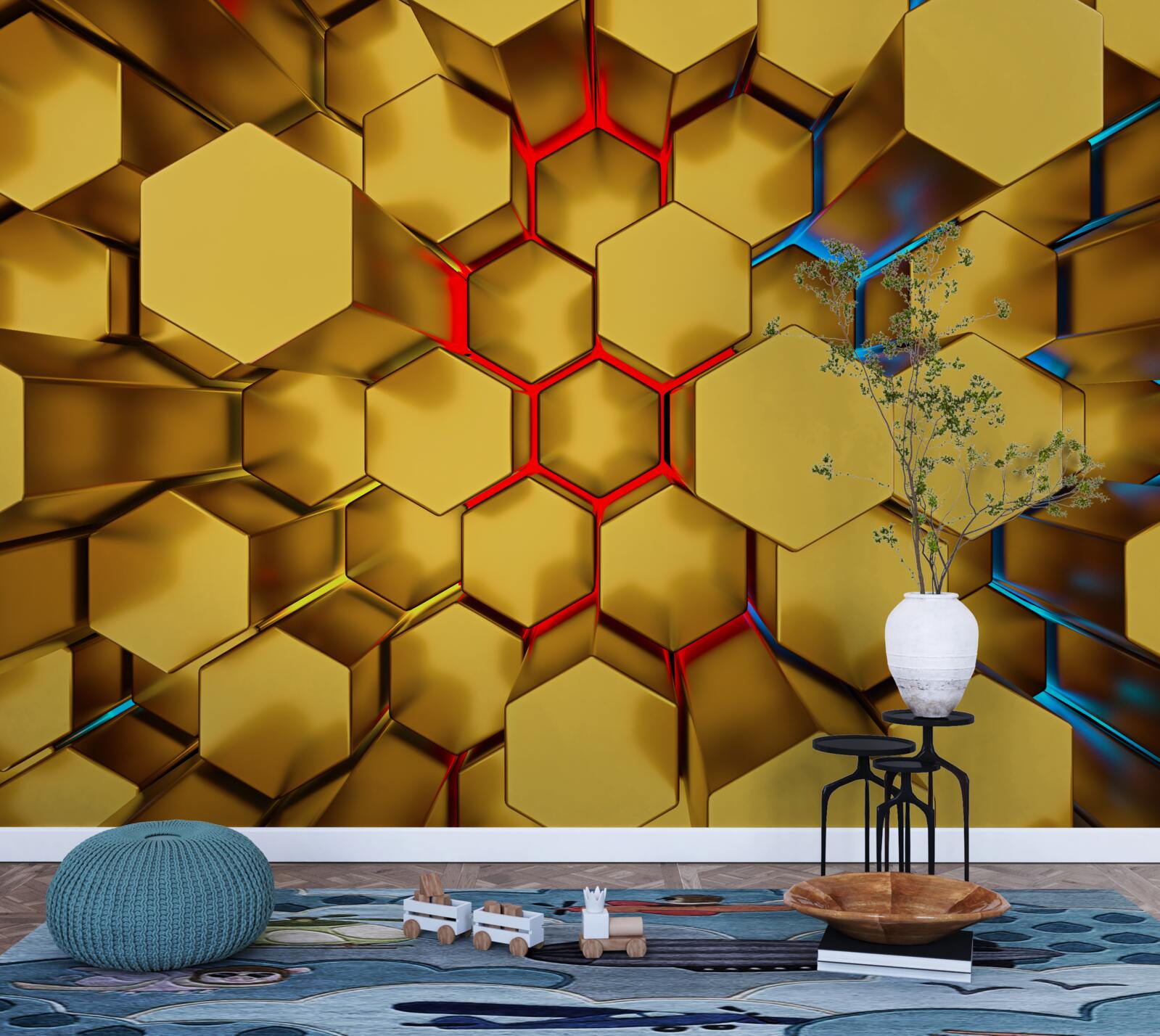 Fotobehang volumetrische goudcijfers