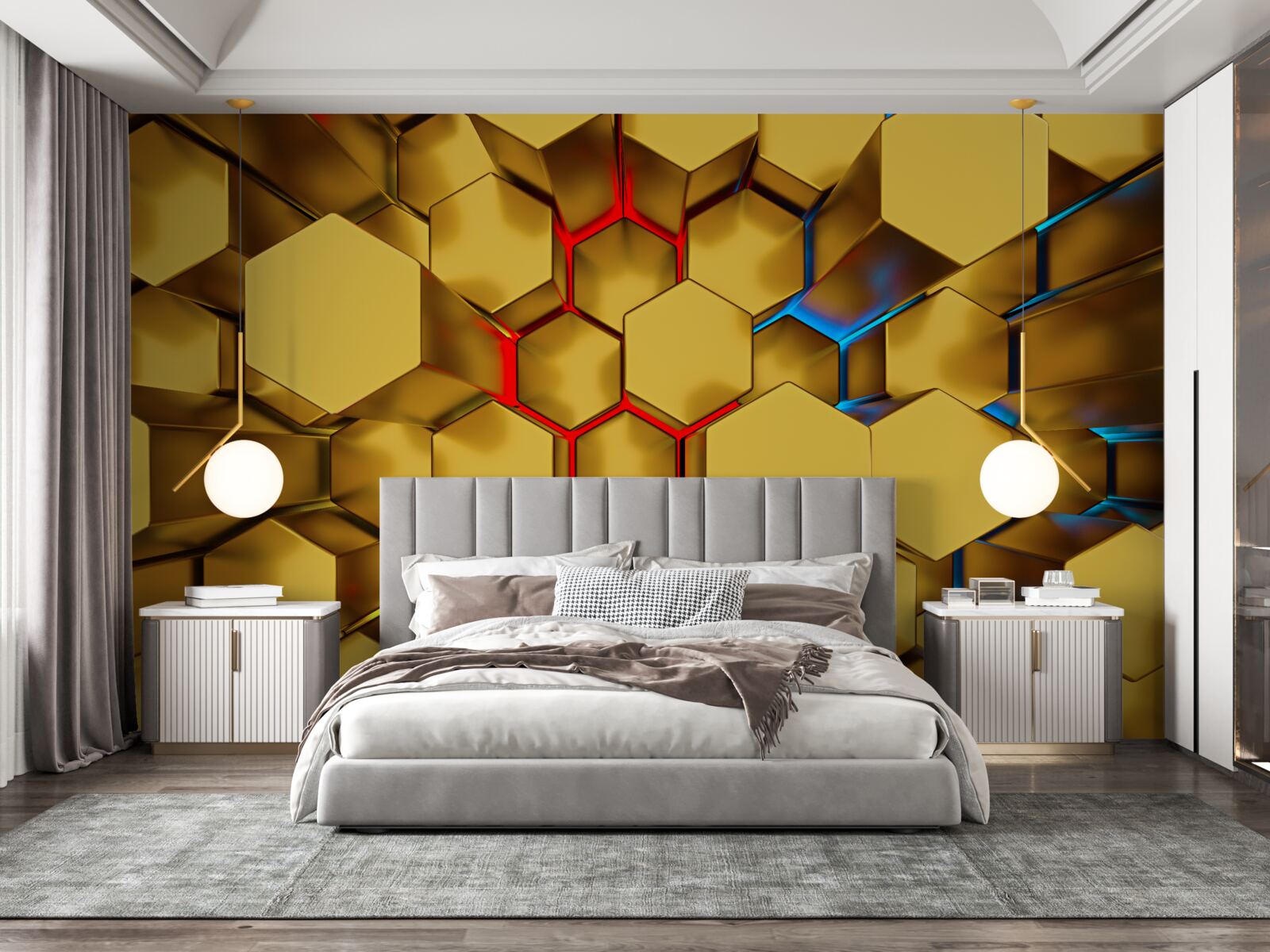 Fotobehang volumetrische goudcijfers