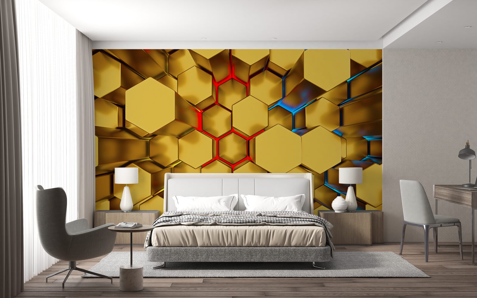 Fotobehang volumetrische goudcijfers