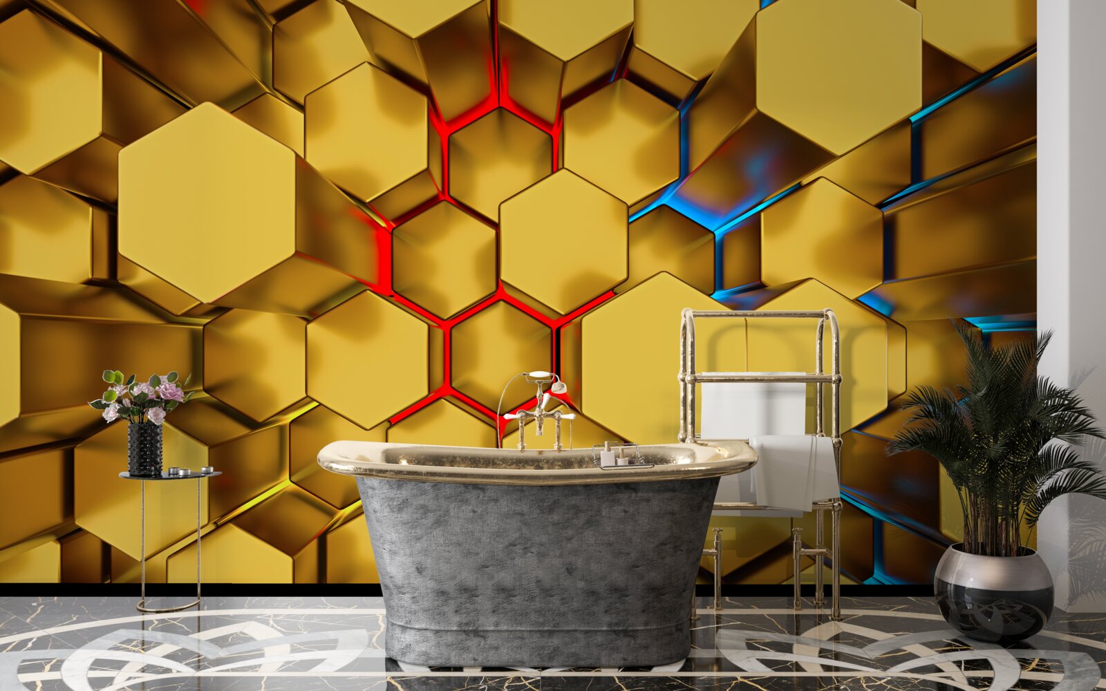 Fotobehang volumetrische goudcijfers