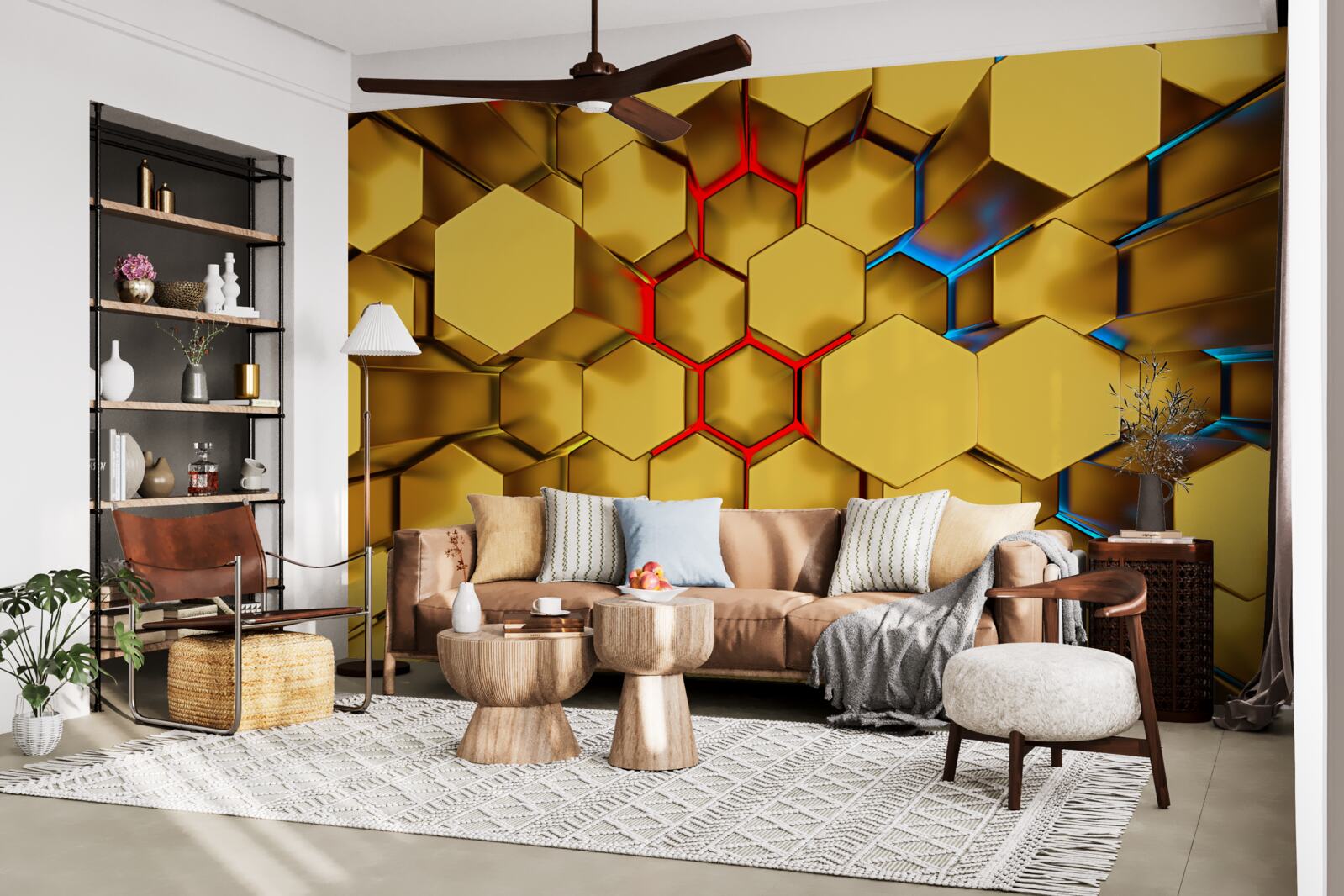 Fotobehang volumetrische goudcijfers