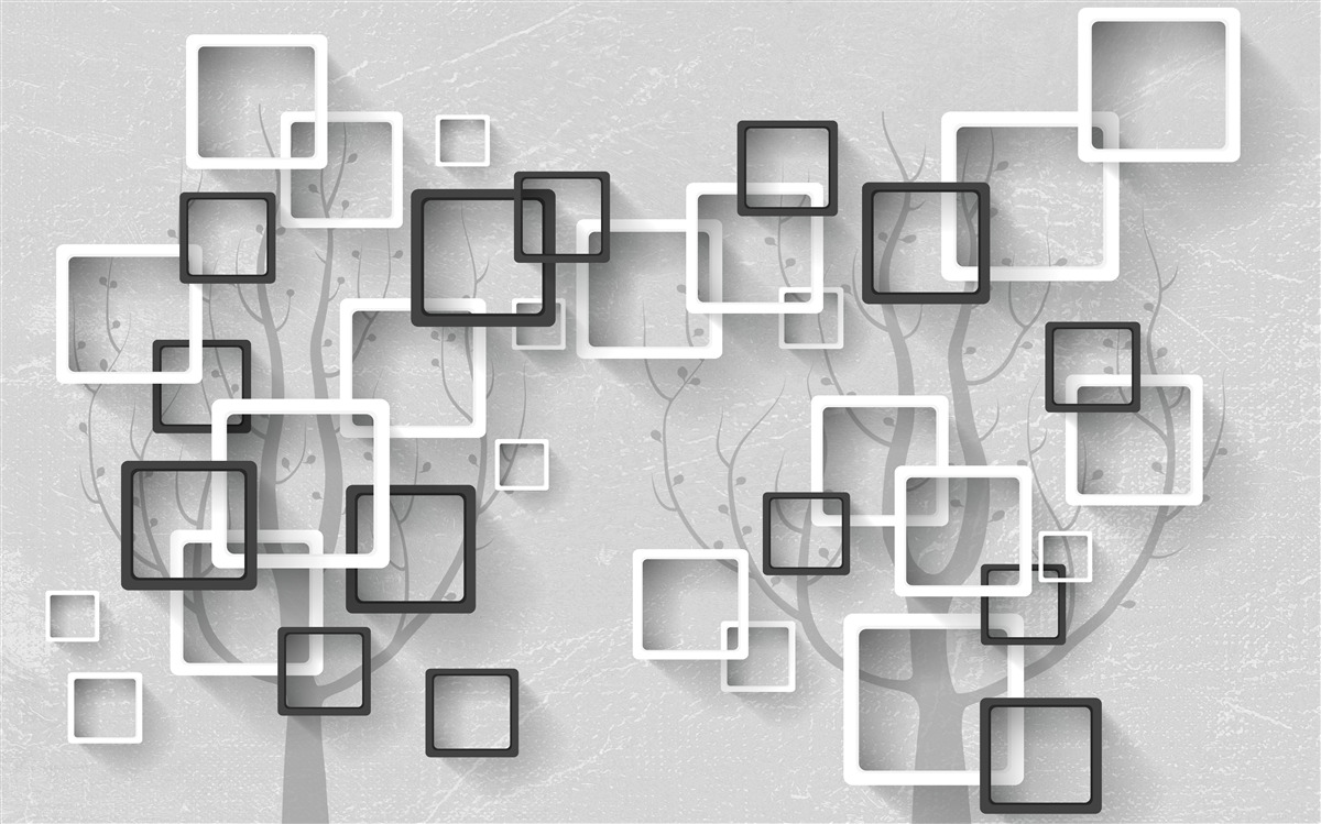 Fotobehang witte en zwarte vierkanten staan voor abstractie