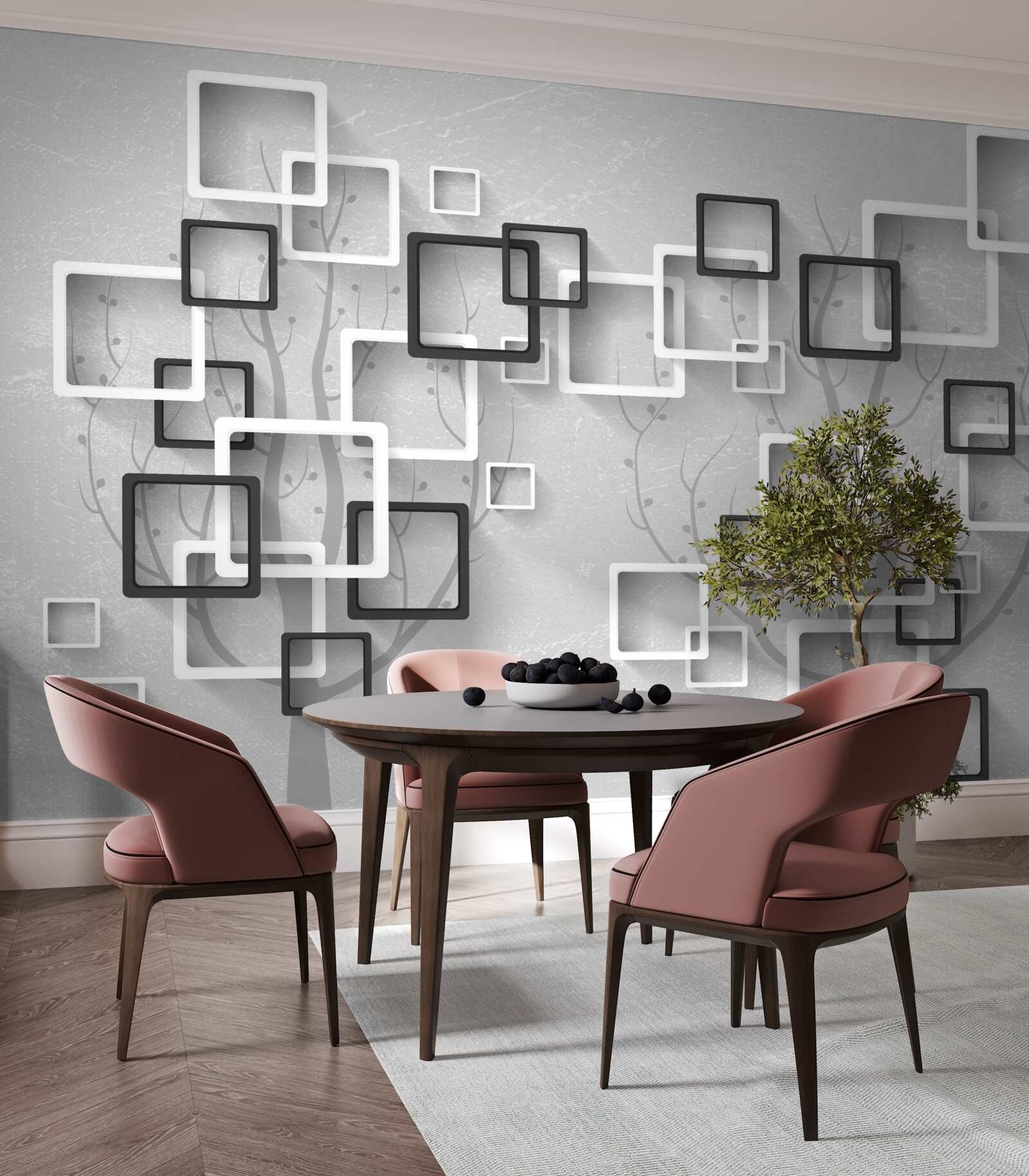 Fotobehang witte en zwarte vierkanten staan voor abstractie