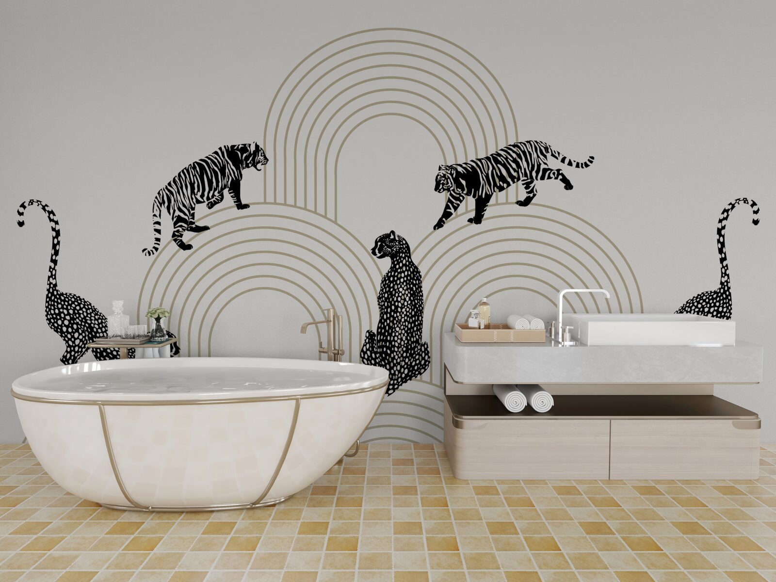 Fotobehang tijgers en panters in de hooglanden