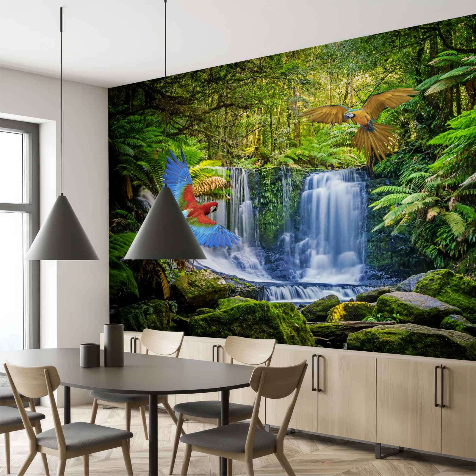 Fotobehang een verborgen waterval in het bos