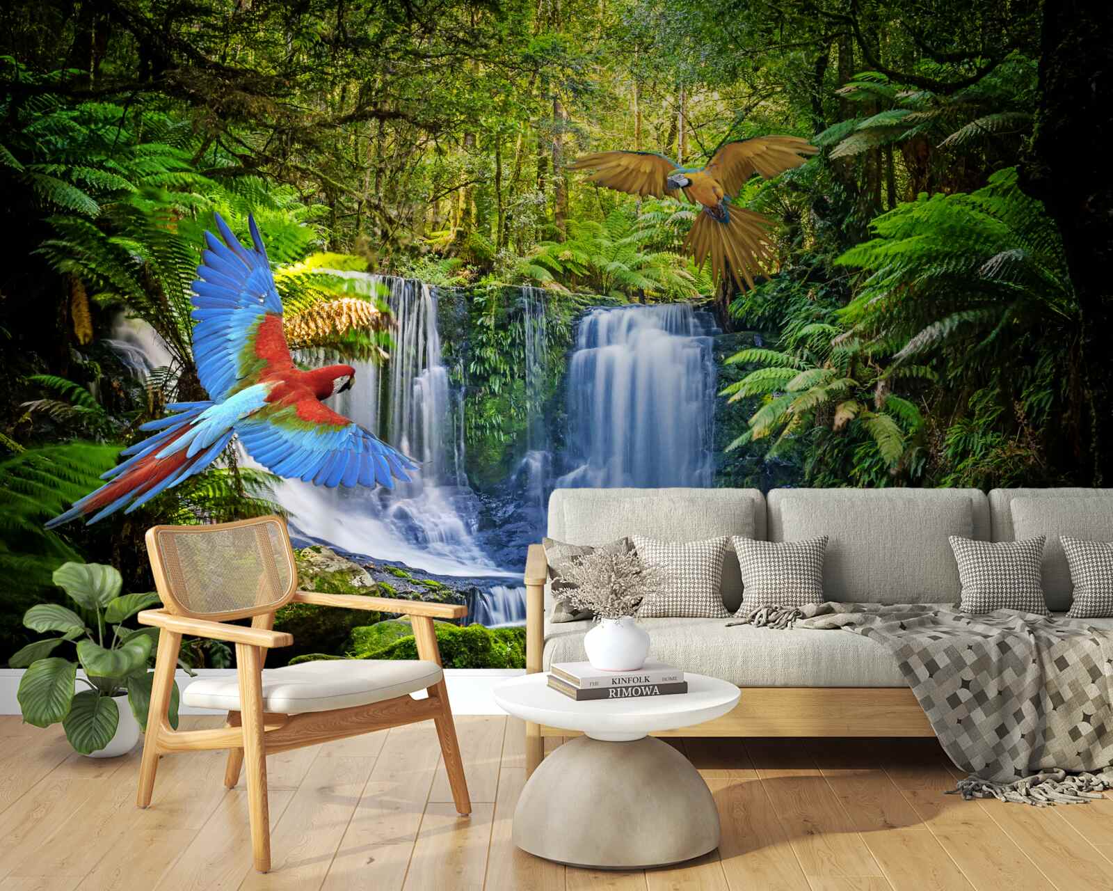 Fotobehang een verborgen waterval in het bos