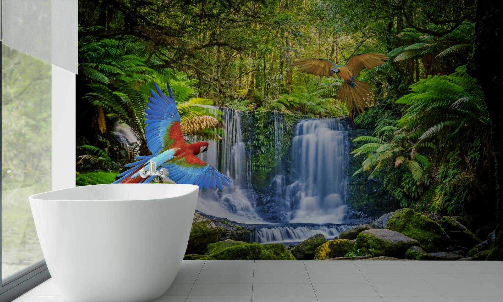 Fotobehang een verborgen waterval in het bos